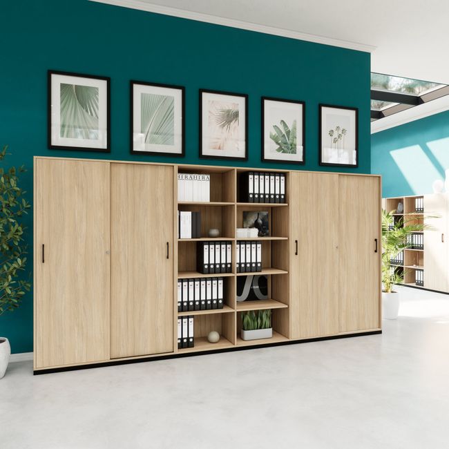 CHOICE Schrankwand | 5OH, 3600 x 1820 mm, Bernsteineiche