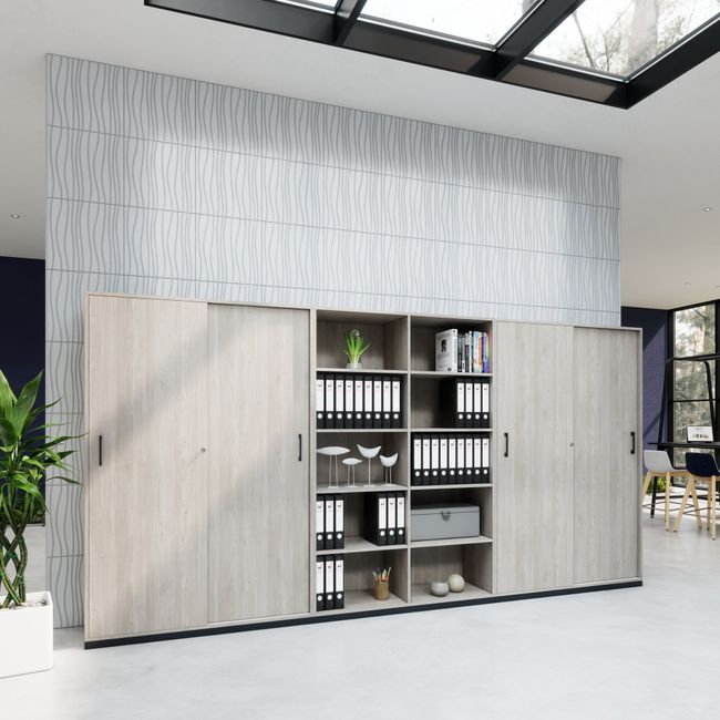 CHOICE Schrankwand | 5OH, 3600 x 1820 mm, Nordeiche grau