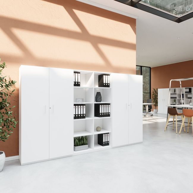 CHOICE Schrankwand | 5OH, 3000 x 1820 mm, Weiß