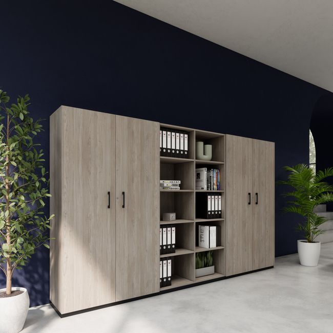 CHOICE Schrankwand | 5OH, 3000 x 1820 mm, Nordeiche grau