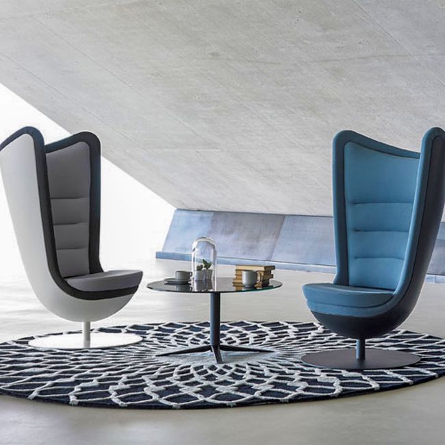 CAVE Lounge-Sessel | Tellerfuß, hohe Rückenlehne