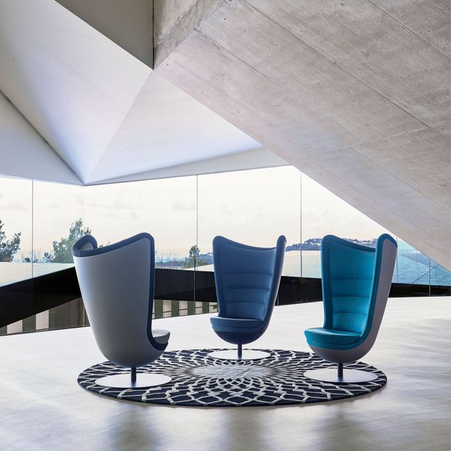 CAVE Lounge-Sessel | Tellerfuß, hohe Rückenlehne