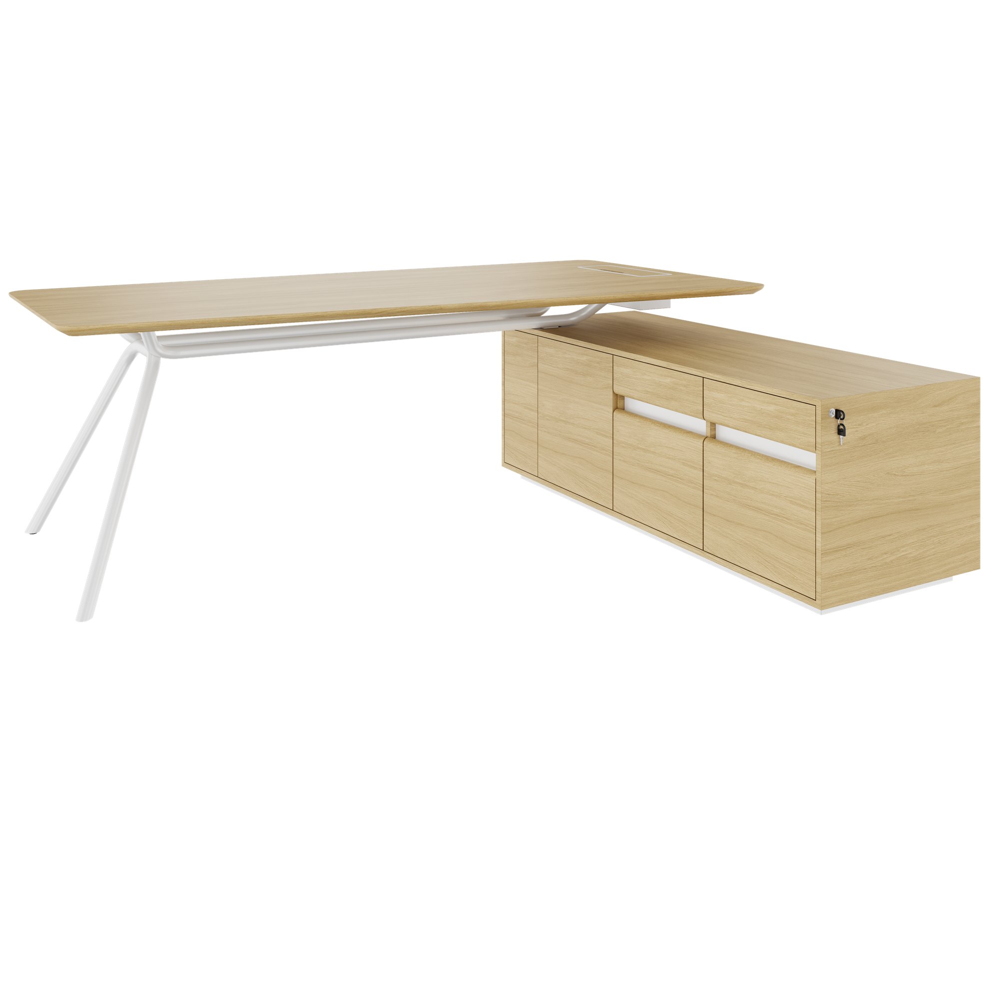 ARQUS Chefschreibtisch | 1930-2330 x 760 mm, Integriertes Sideboard, Echtholzfurnier - 14 Main Image