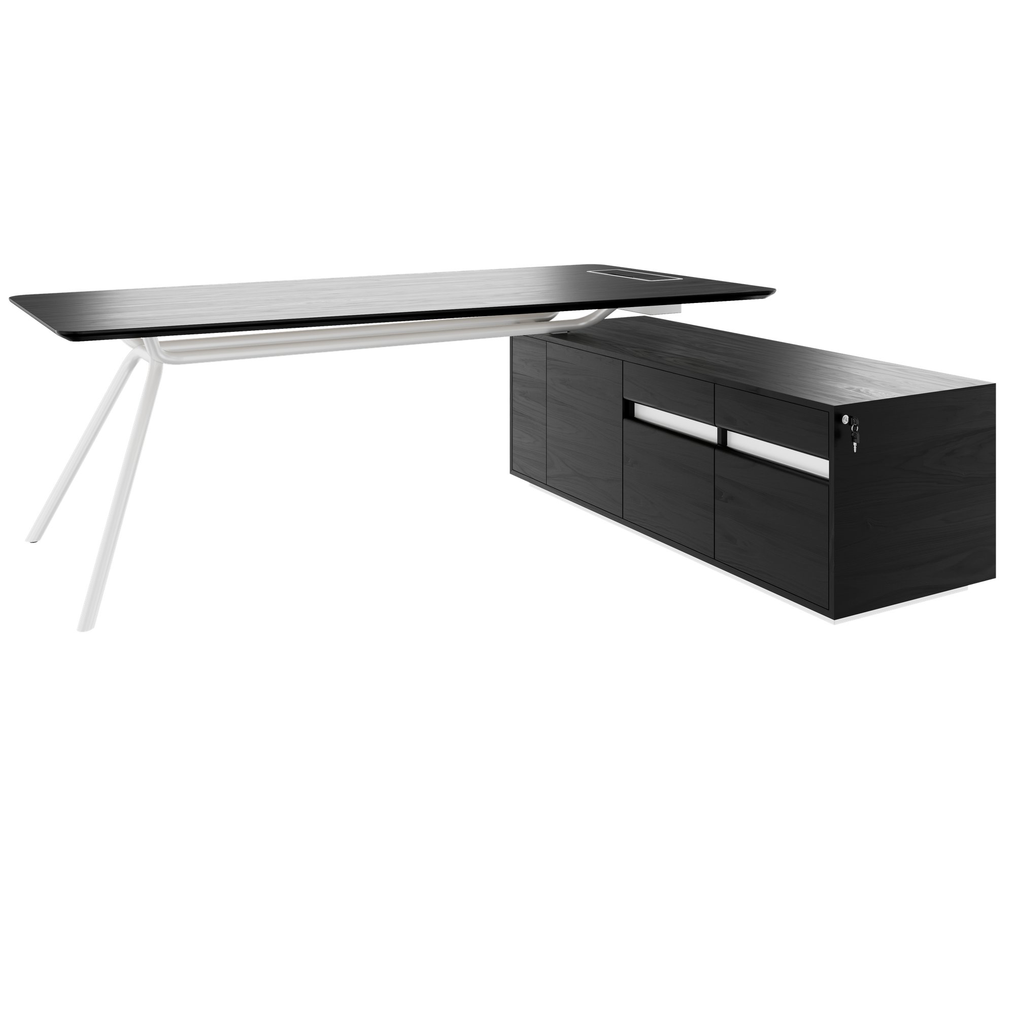ARQUS Chefschreibtisch | 1930-2330 x 760 mm, Integriertes Sideboard, Echtholzfurnier - 18 Main Image