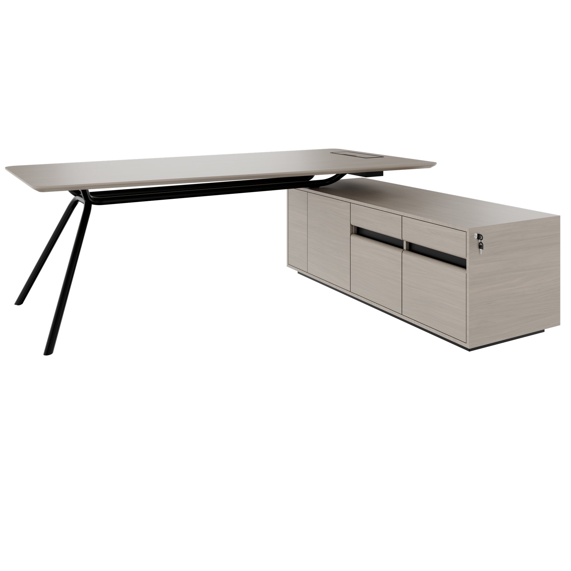 ARQUS Chefschreibtisch | 1930-2330 x 760 mm, Integriertes Sideboard, Echtholzfurnier - 19 Main Image