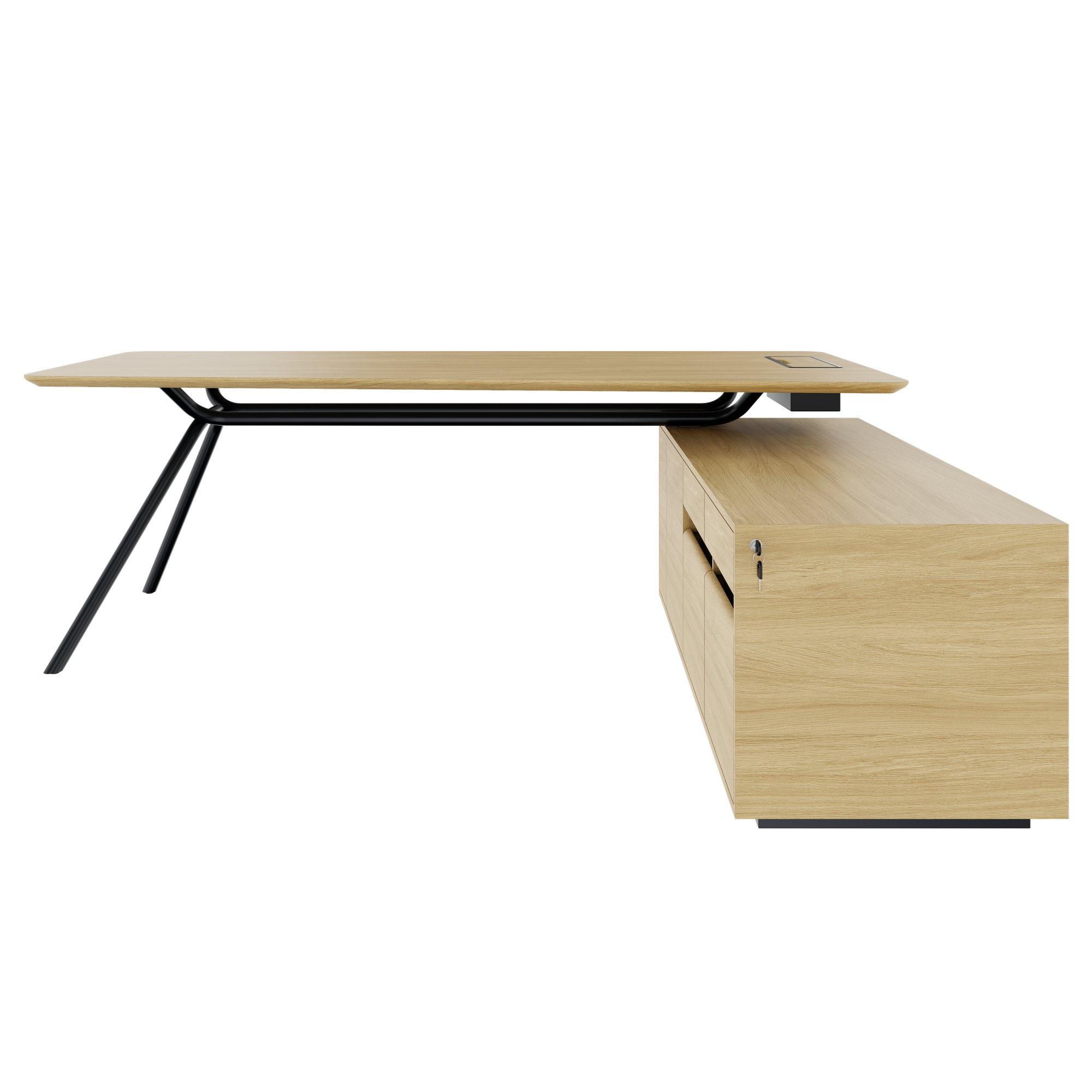 ARQUS Chefschreibtisch | 1930-2330 x 760 mm, Integriertes Sideboard, Echtholzfurnier - 4 Main Image