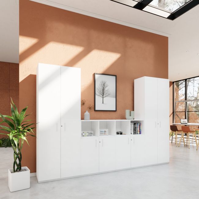 CHOICE Schrankwand | 6OH, 3200 x 2170 mm, Weiß