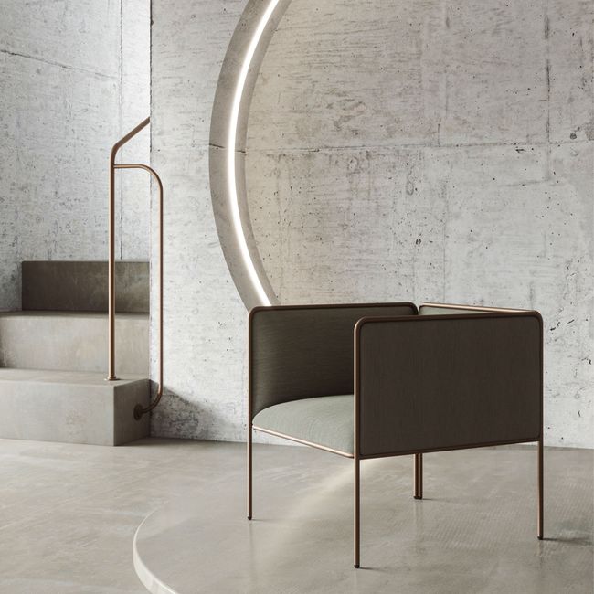 MITEA Lounge-Sessel | 4-Fuß-Gestell, feste Armlehnen