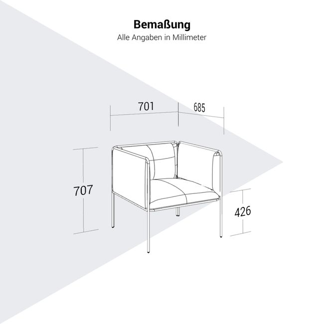 MITEA Lounge-Sessel | 4-Fuß-Gestell, feste Armlehnen