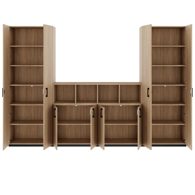 CHOICE Schrankwand | 6OH, 3200 x 2170 mm, Bernsteineiche