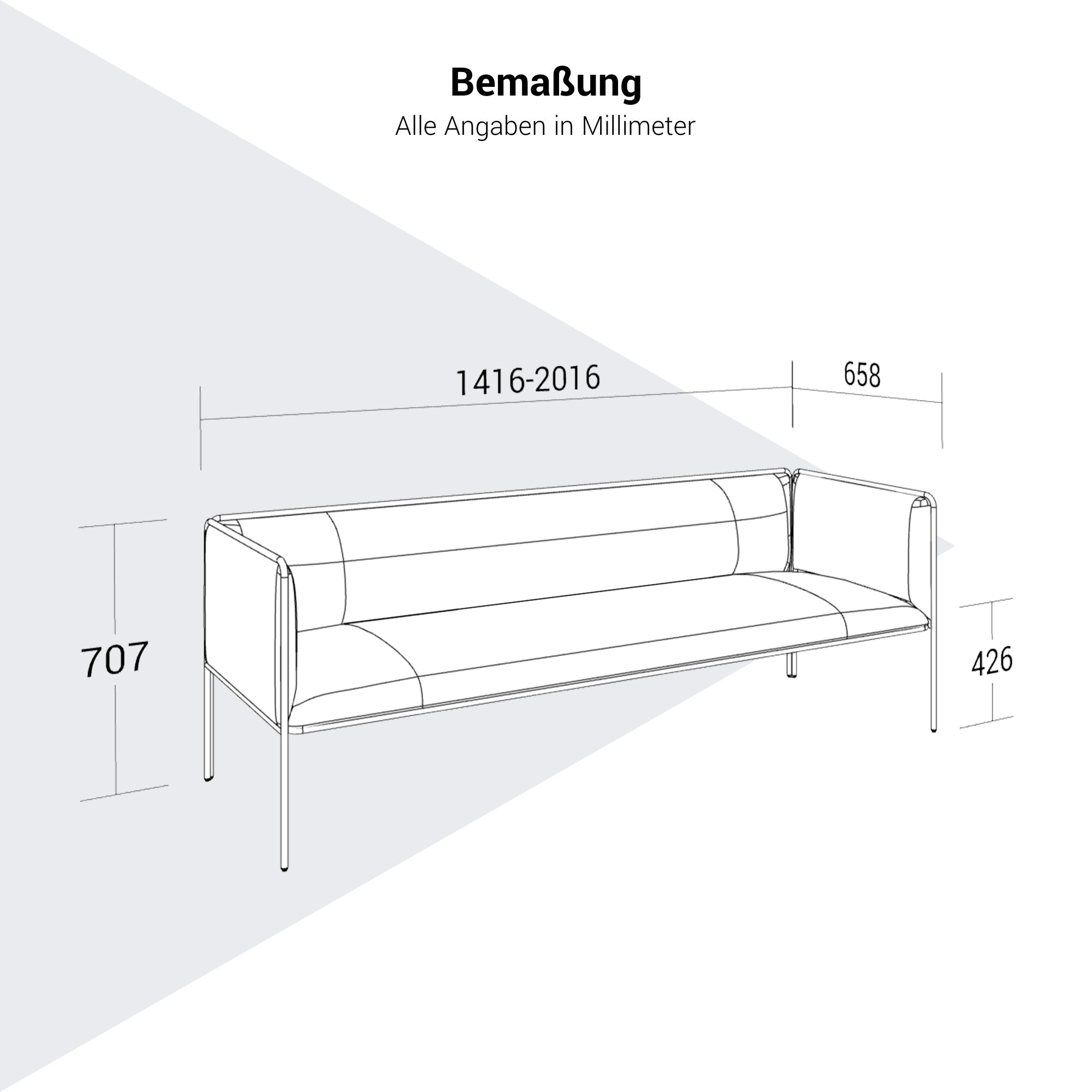 MITEA Sofa | 4-Fuß-Gestell, feste Armlehnen, 2- oder 3-Sitzer - 37 Main Image