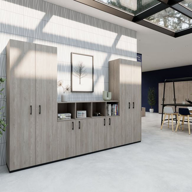 CHOICE Schrankwand | 6OH, 3200 x 2170 mm, Nordeiche grau