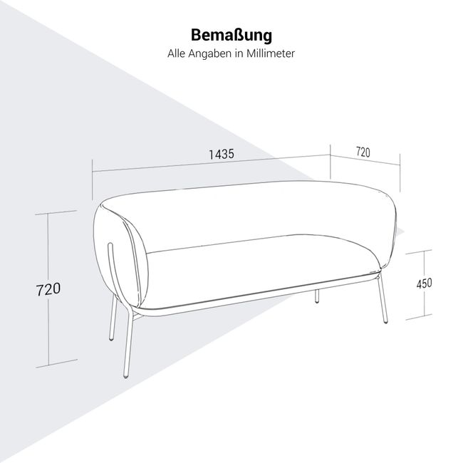 LEWI Sofa | 4-Fuß-Gestell, feste Armlehnen