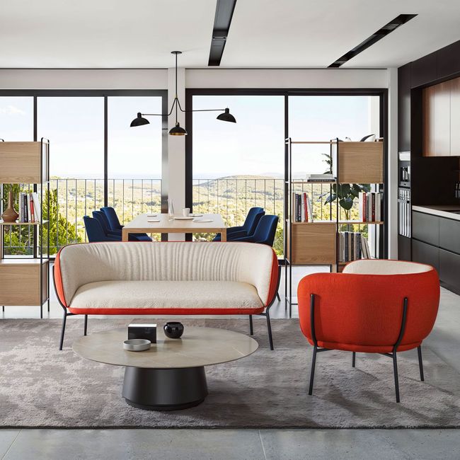 LEWI Sofa | 4-Fuß-Gestell, feste Armlehnen