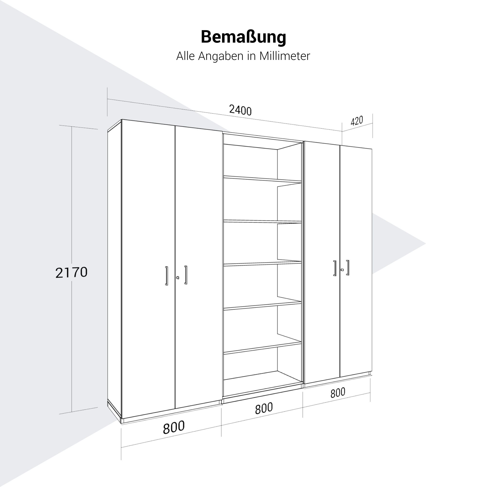 CHOICE Schrankwand | 6OH, 2400 x 2170 mm, Bernsteineiche - 10 Main Image