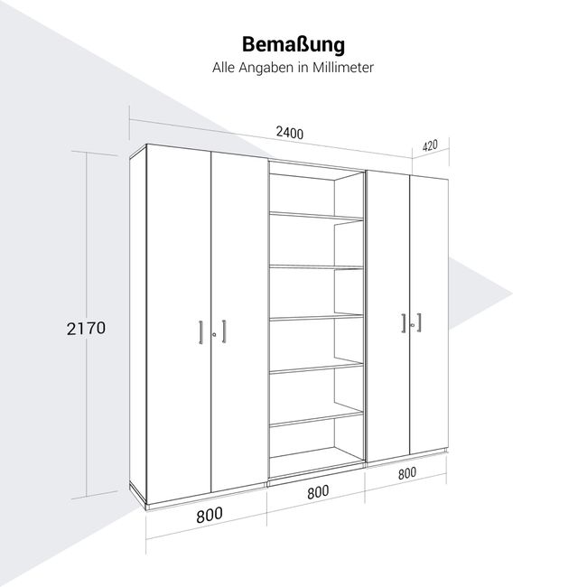 CHOICE Schrankwand | 6OH, 2400 x 2170 mm, Sandesche