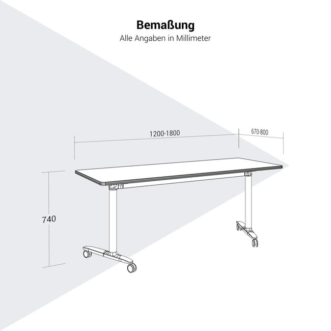 SKILL Schreibtisch | 1200-1800 x 740 mm, klappbar, stapelbar