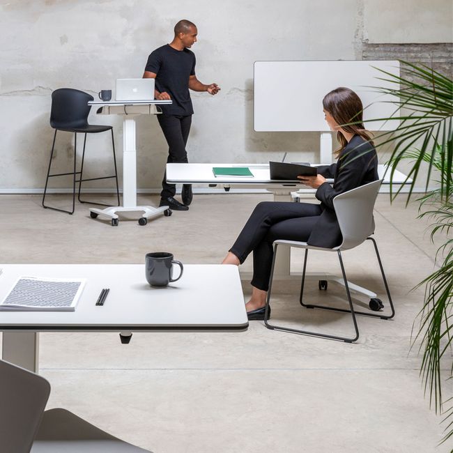 SKILL Schreibtisch | 670-1600 x 740-104 mm, klappbar, stapelbar, manuell höhenverstellbar