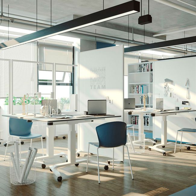 SKILL Schreibtisch | 670-1600 x 740-104 mm, klappbar, stapelbar, manuell höhenverstellbar