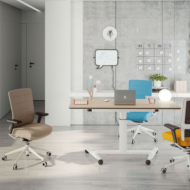 SKILL Schreibtisch | 670-1600 x 740-104 mm, klappbar, stapelbar, manuell höhenverstellbar