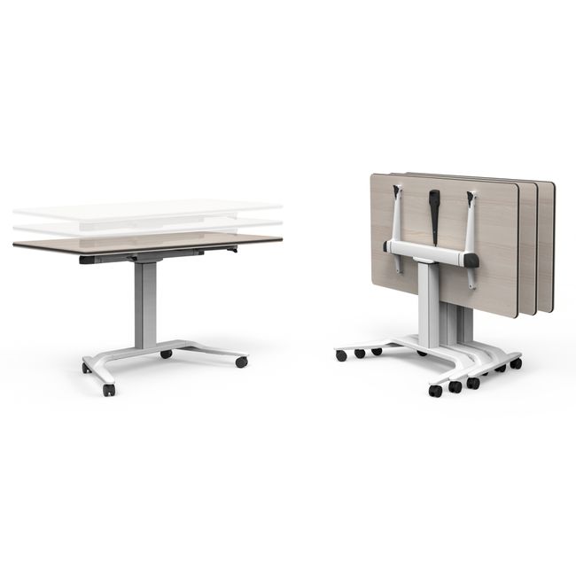 SKILL Schreibtisch | 670-1600 x 740-104 mm, klappbar, stapelbar, manuell höhenverstellbar