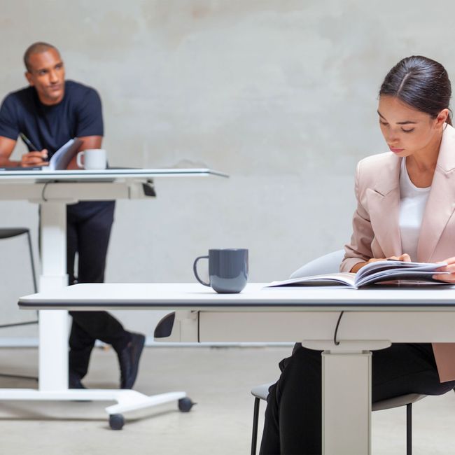 SKILL Schreibtisch | 670-1600 x 740-104 mm, klappbar, stapelbar, manuell höhenverstellbar