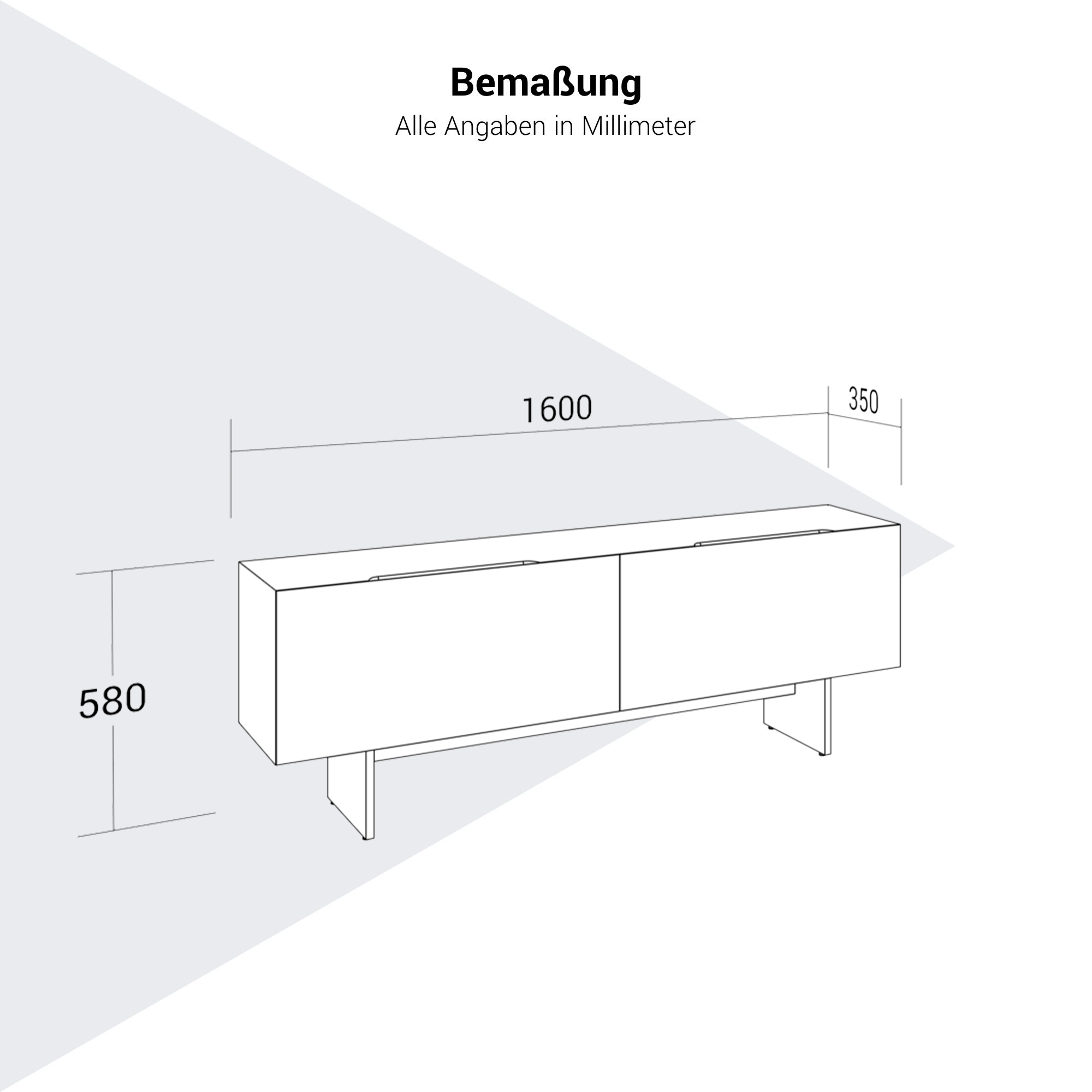 MOVE&LEAD Sideboard | 1600 x 580 mm, 2 Schubladen mit Soft-Close - 13 Main Image