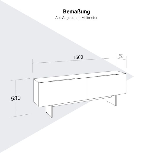 MOVE&LEAD Sideboard | 1600 x 580 mm, 2 Schubladen mit Soft-Close