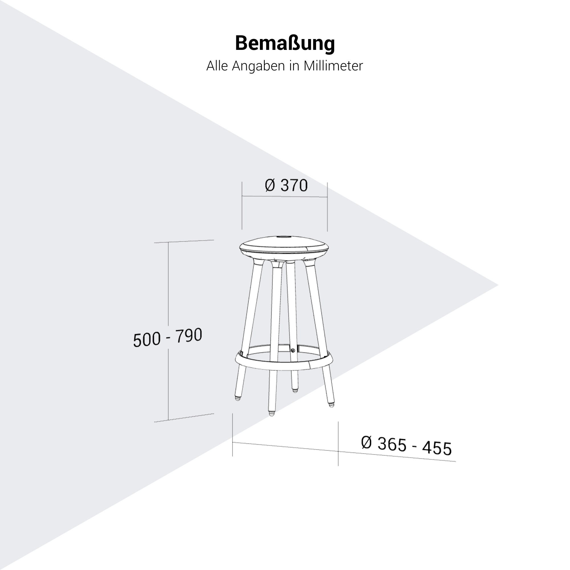 CANNIE Sitzhocker | Sitzhöhe 500 – 790 mm, Massivholz-Gestell - 35 Main Image