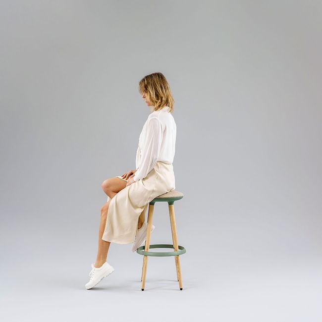 CANNIE Sitzhocker | Sitzhöhe 500 – 790 mm, Massivholz-Gestell