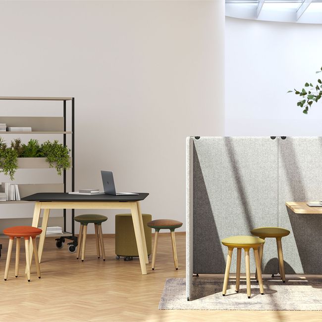 CANNIE Sitzhocker | Sitzhöhe 500 – 790 mm, Massivholz-Gestell