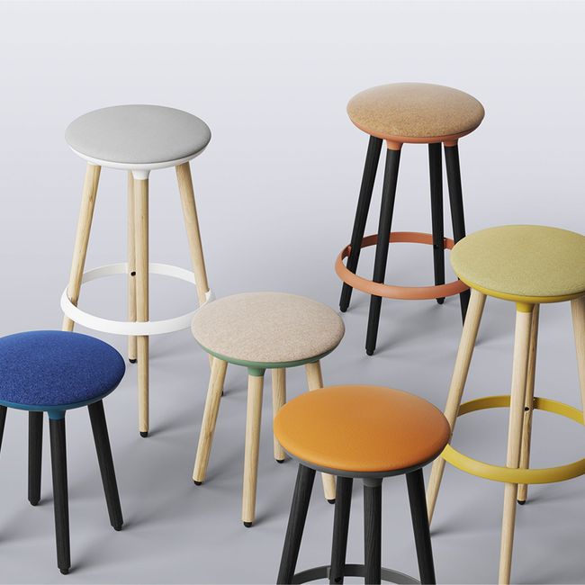 CANNIE Sitzhocker | Sitzhöhe 500 – 790 mm, Massivholz-Gestell