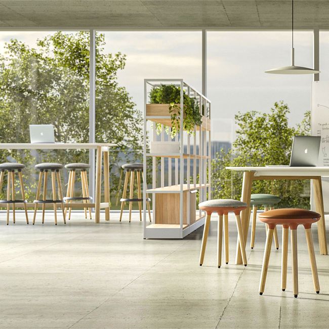 CANNIE Sitzhocker | Sitzhöhe 500 – 790 mm, Massivholz-Gestell