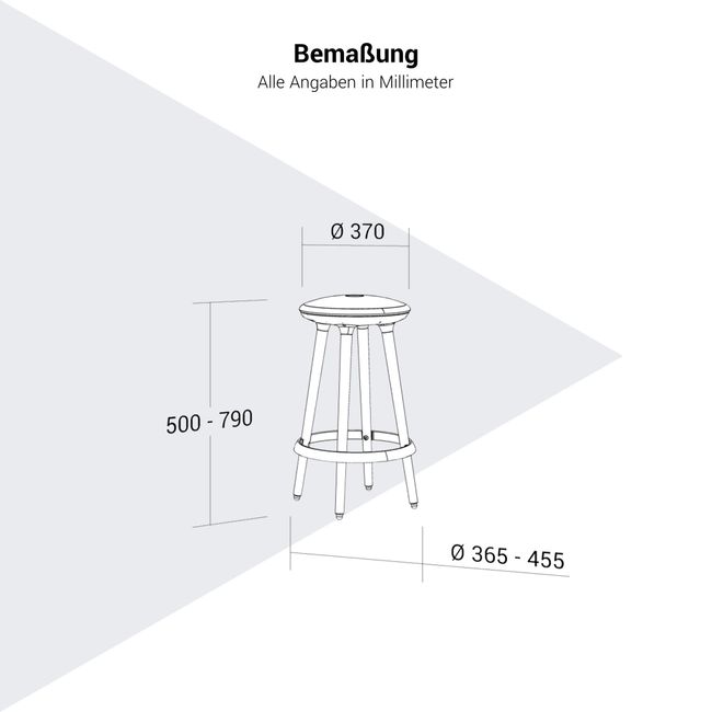CANNIE Sitzhocker | Sitzhöhe 500 – 790 mm, Massivholz-Gestell