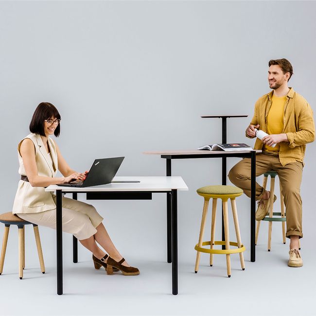 CANNIE Sitzhocker | Sitzhöhe 500 – 790 mm, Massivholz-Gestell