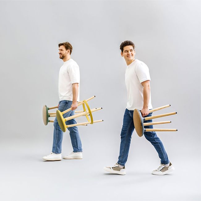 CANNIE Sitzhocker | Sitzhöhe 500 – 790 mm, Massivholz-Gestell