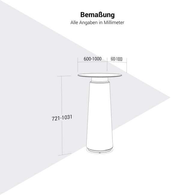 DORIA Hochtisch | 600-1000 mm, rund oder quadratisch, Säule