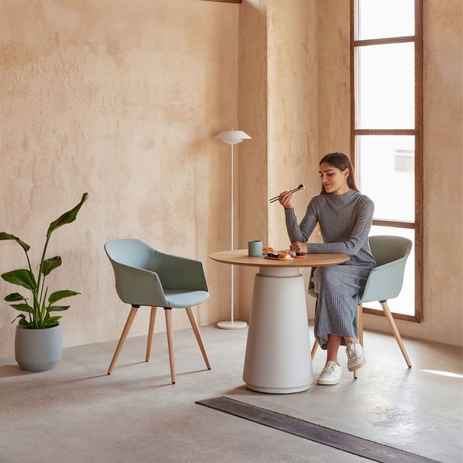 DORIA Besprechungstisch | 700-1000 mm, rund oder rechteckig, Säule Ø 400 mm