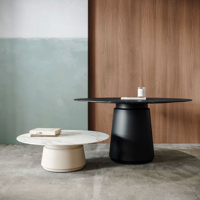 DORIA Besprechungstisch | 1200-1600 mm, rund, Säule Ø 550 mm