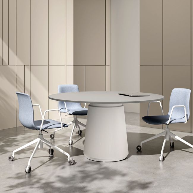 DORIA Besprechungstisch | 1200-1600 mm, rund, Säule Ø 550 mm