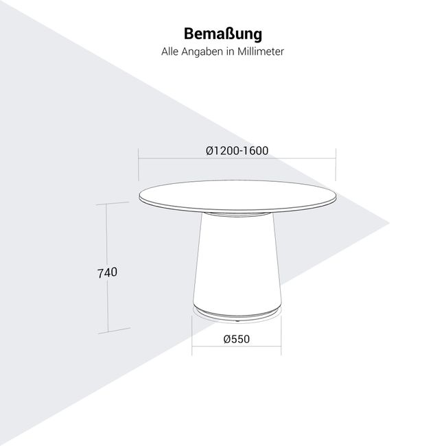 DORIA Besprechungstisch | 1200-1600 mm, rund, Säule Ø 550 mm