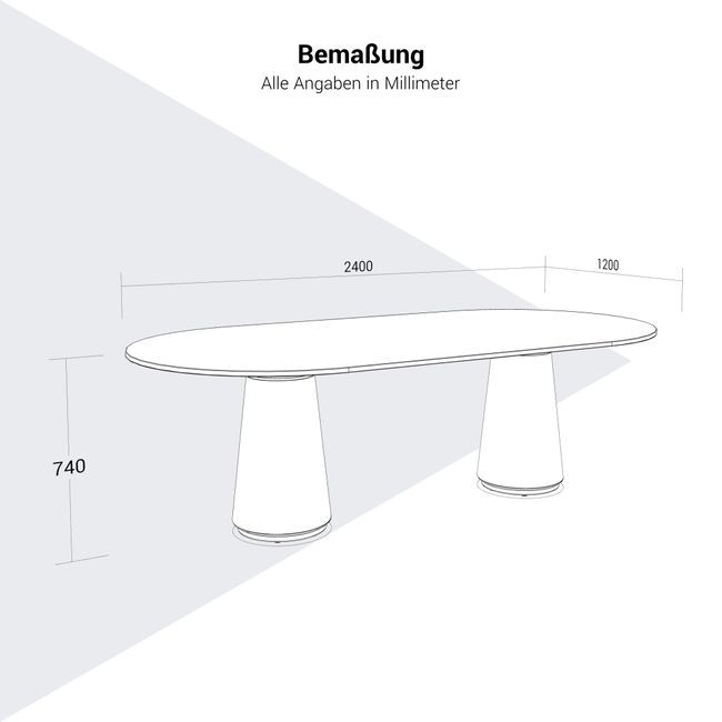DORIA Konferenztisch | 2400 x 1200 mm, oval, Säule