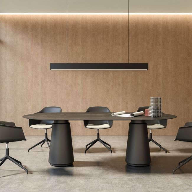 DORIA Konferenztisch | 2400 x 1200 mm, oval, Säule