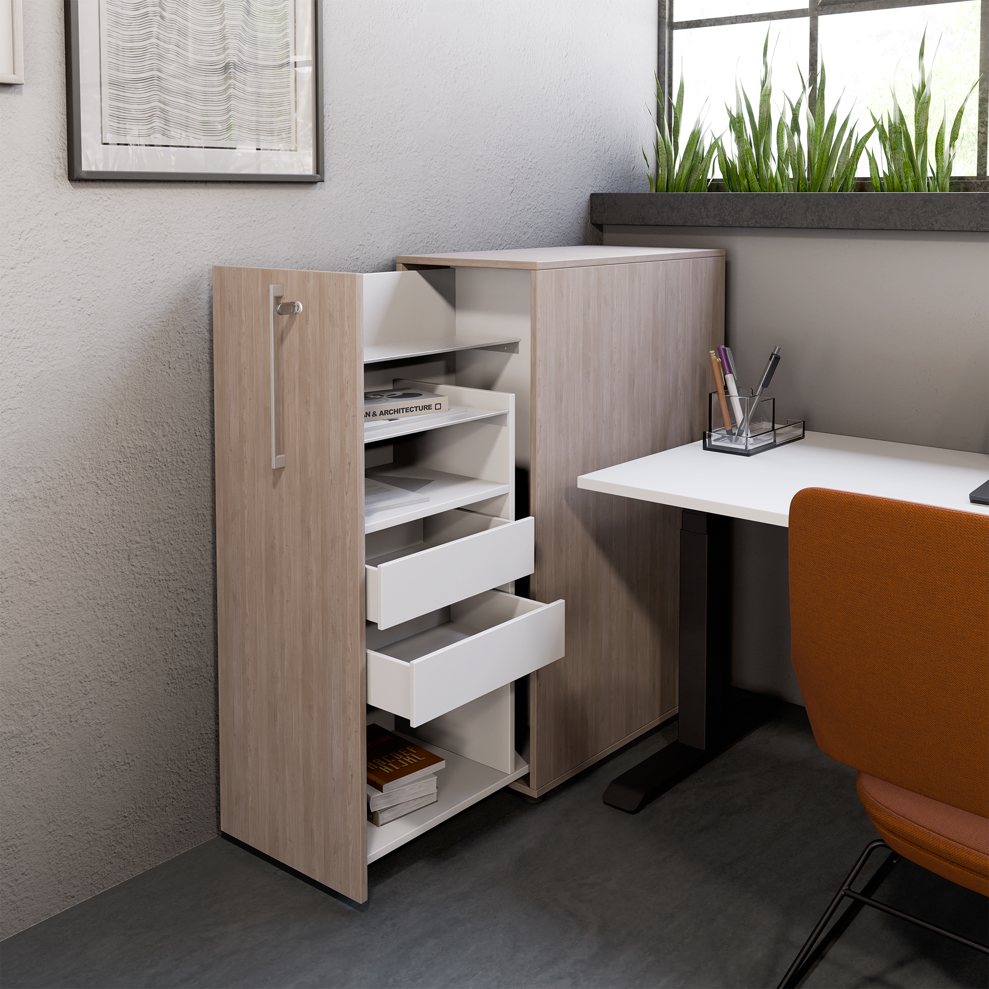 BOXI Apothekerschrank | Innenleben konfigurierbar, 420 x 800-820 x 1200 mm - 1 Main Image