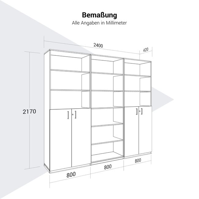 CHOICE Schrankwand | 6OH, 2400 x 2170 mm, Weiß CHOICE Schrankwand | 6OH, 2400 x 2170 mm, Weiß