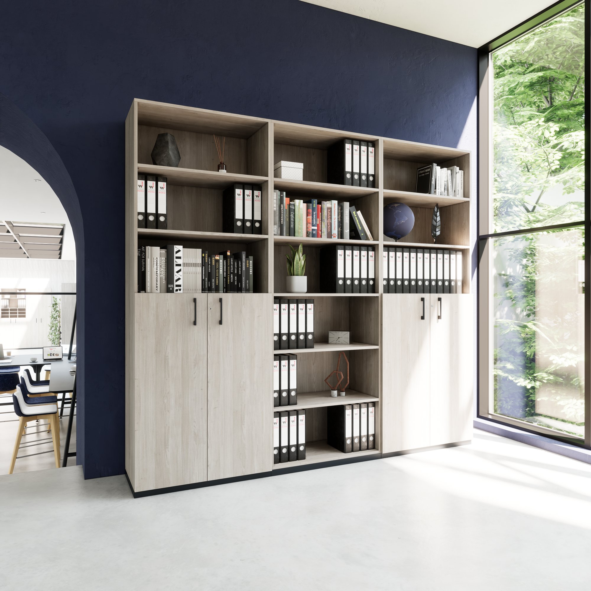 CHOICE Schrankwand | 6OH, 2400 x 2170 mm, Nordeiche grau - 2 Main Image