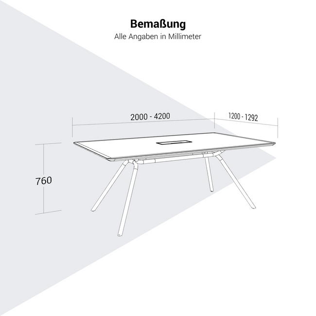 ARQUS Konferenztisch | 2000-4200 x 760 mm (6-12 Personen), Echtholzfurnier