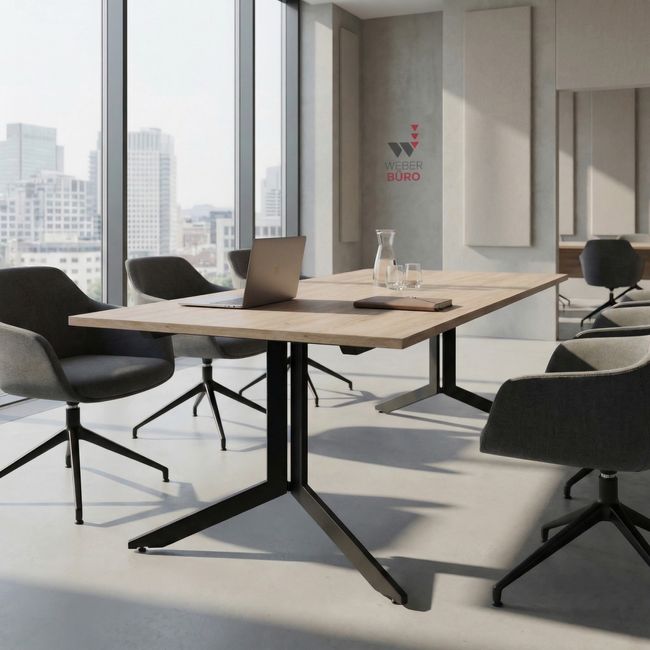 AXY Konferenztisch | 1600-2400 mm, drei Gestellvarianten, optionale Mediabox