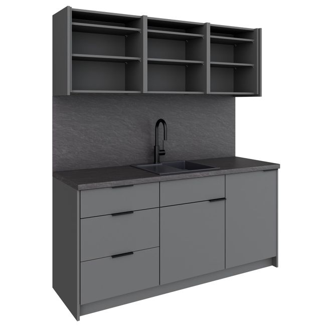 CULINART Büroküche  | 1800 x 2100 mm, Schubladen, Schränke & Kompositspüle CULINART Büroküche  | 1800 x 2100 mm, Schubladen, Schränke & Kompositspüle