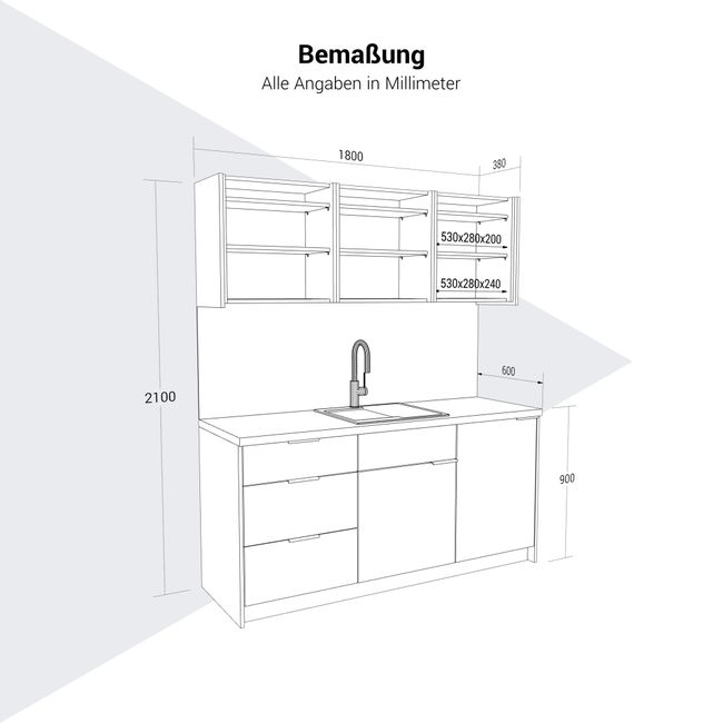 CULINART Büroküche  | 1800 x 2100 mm, Schubladen, Schränke & Kompositspüle CULINART Büroküche  | 1800 x 2100 mm, Schubladen, Schränke & Kompositspüle